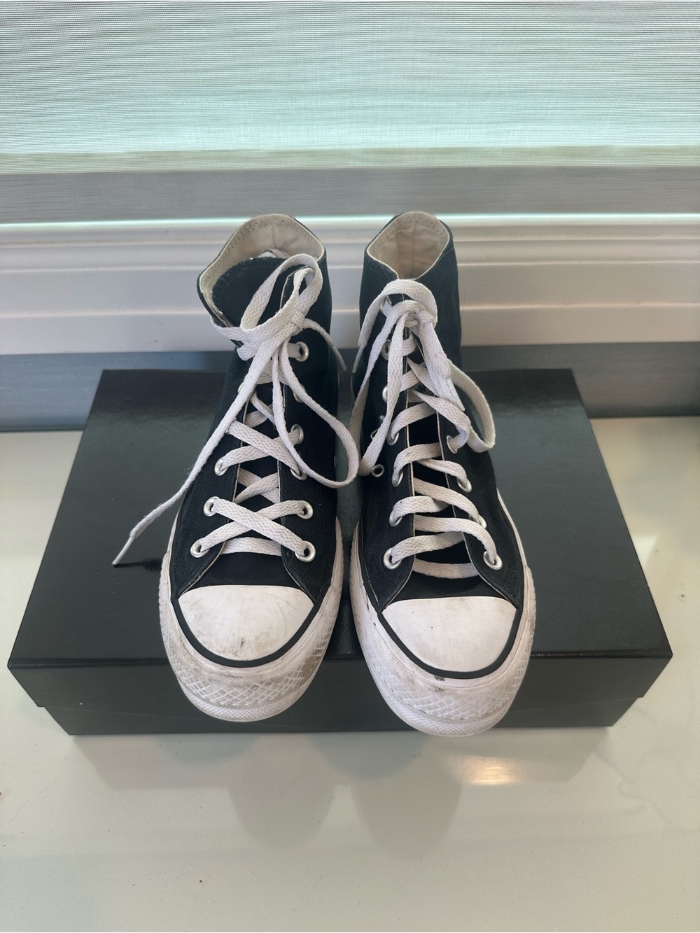Black and White High-Top Canvas Sneakers